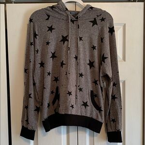Gray Star Print Long Sleeve Hoodie